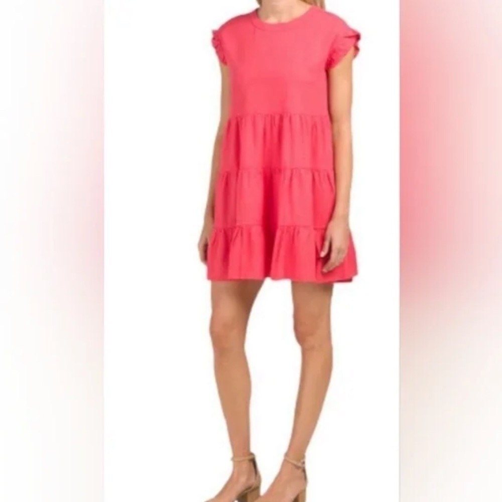 Adyson Parker Coral Tiered Dress with Pockets
